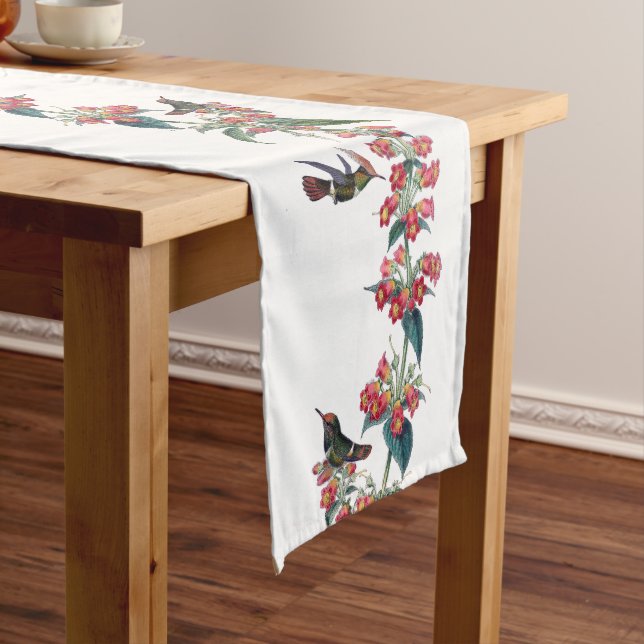 Lophornis Hummingbird Birds Flowers Table Runner (In Situ)