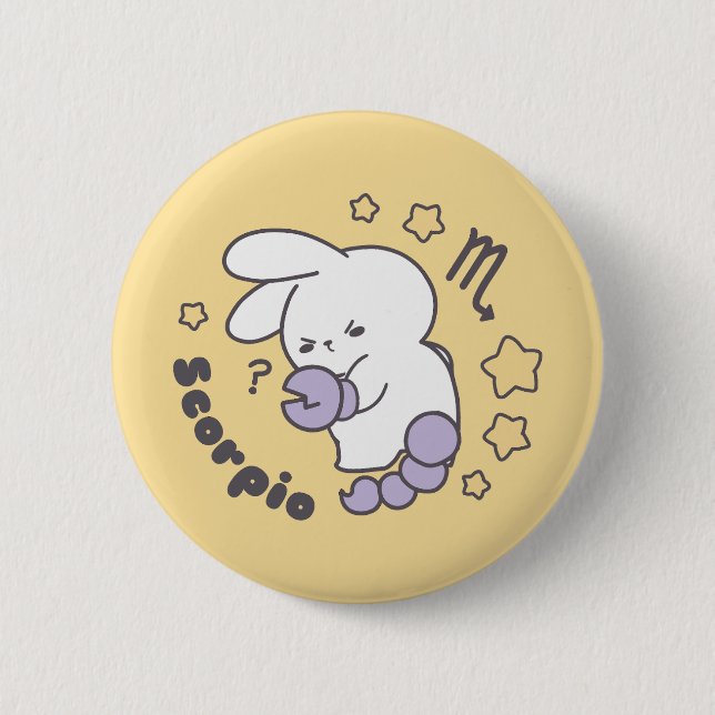 Loppitokki Bunny Embracing Scorpio Zodiac Magic I 6 Cm Round Badge (Front)