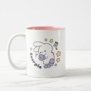 Loppitokki Bunny Embracing Scorpio Zodiac Magic I Two-Tone Coffee Mug