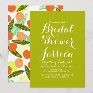 Loquat Fruit Pattern Bridal Shower Peach Invitation