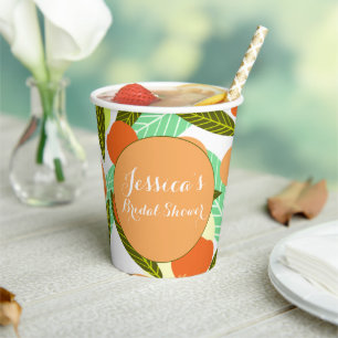 Loquat Fruit Pattern Bridal Shower Peach Paper Cups