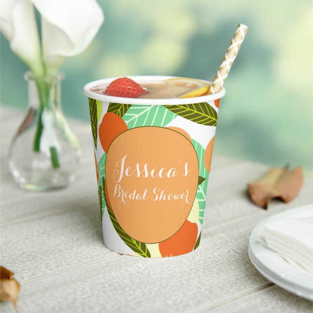 Loquat Fruit Pattern Bridal Shower Peach  Paper Cups (Insitu)