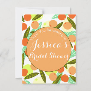 Loquat Fruit Pattern Bridal Shower Peach Thank You RSVP Card