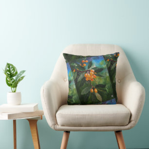 Loquats in April Spring Painting by Alfred Fox Cushion