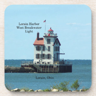 Lorain Harbour West Bkw Light 6 plastic coasters