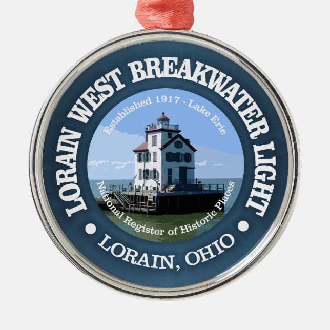Lorain West Breakwater Light Metal Tree Decoration (Front)