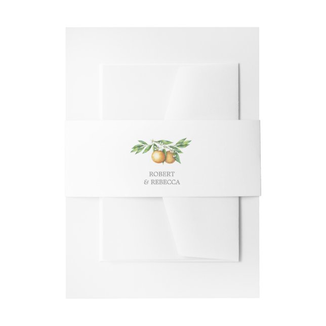 L'Orangerie Orange blossom Invitation Belly Band (Front Example)