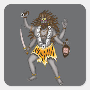 Lord Bhairava Button Square Sticker
