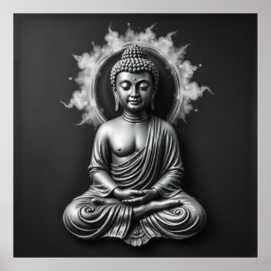 Lord Buddha – Serene Charcoal Art Portrait Poster