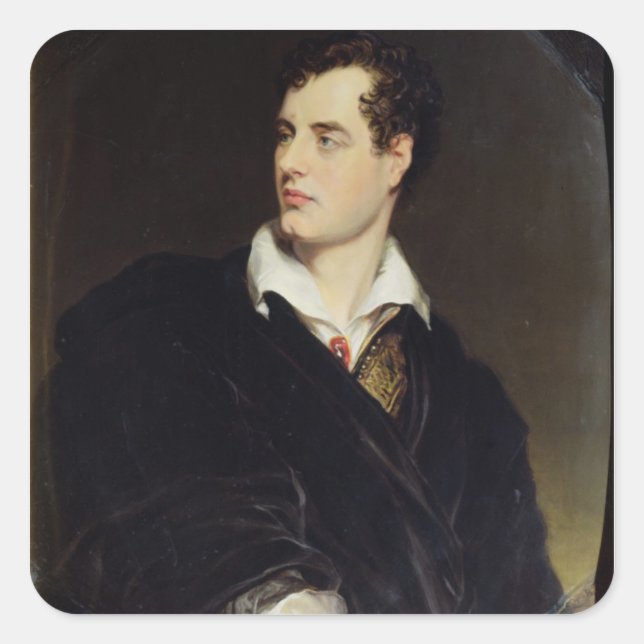 Lord Byron after a Portrait painted by Thomas Phil Square Sticker (Front)