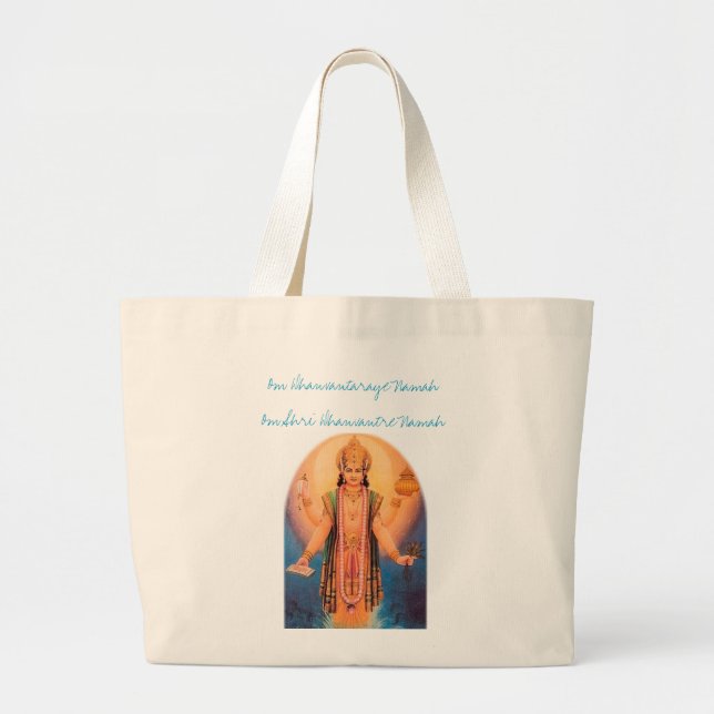 Lord Dhanwantari Large Tote Bag (Front)