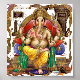 Lord Ganesh, Great Hindu God For Happiness Poster