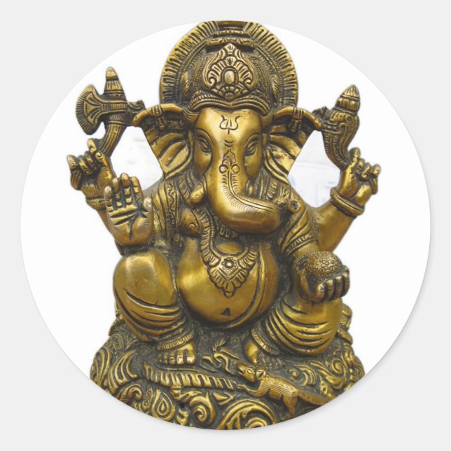 LORD GANESH HINDU GOD CLASSIC ROUND STICKER (Front)