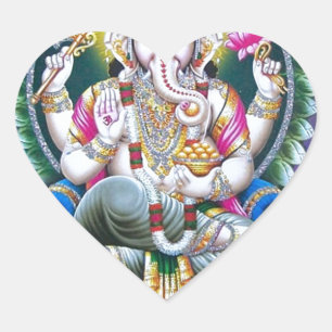 LORD GANESH HINDU GOD HEART STICKER