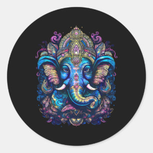 Lord Ganesh, Hinduism, Buddhism, Elephant God, Yog Classic Round Sticker
