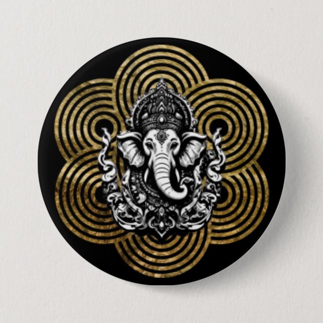 Lord Ganesha 7.5 Cm Round Badge (Front)