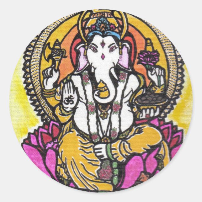 Lord Ganesha Classic Round Sticker (Front)