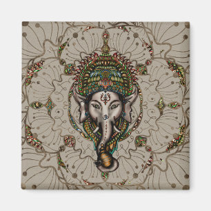 Lord Ganesha - Colour on Canvas Magnet