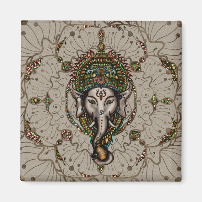 Lord Ganesha - Colour on Canvas Magnet (Front)