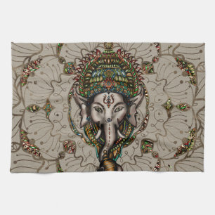 Lord Ganesha - Colour on Canvas Tea Towel