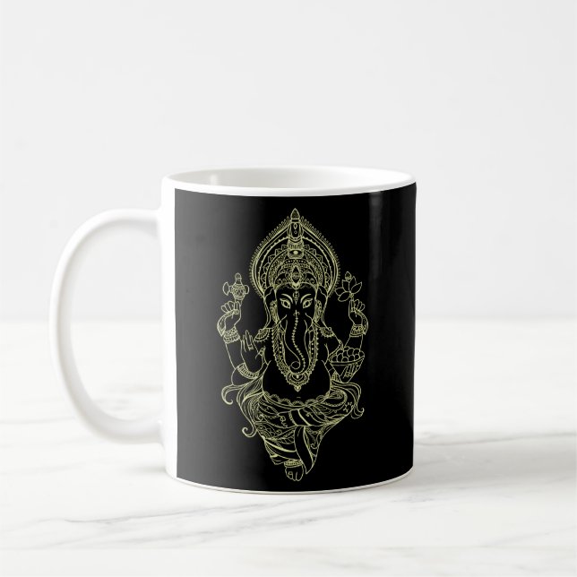 Lord Ganesha Elephant God Yoga Coffee Mug (Left)