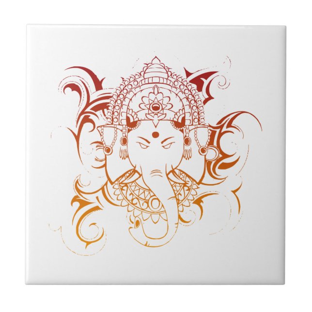 Lord Ganesha India Yoga Meditation Spirituality Tile (Front)