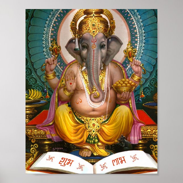 Lord Ganesha Indian Hindu Yoga Spiritual Poster (Front)