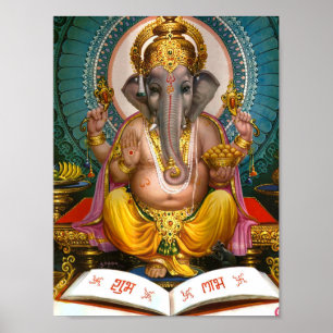 Lord Ganesha Indian Hindu Yoga Spiritual Poster