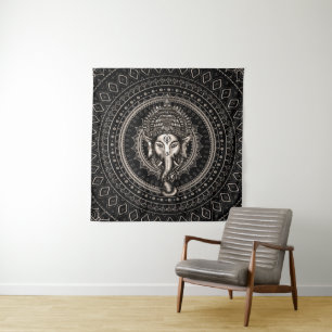 Lord Ganesha - Sepia Black Tapestry