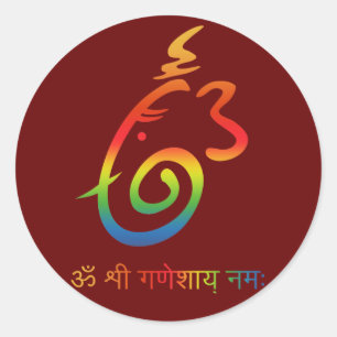 Lord Ganesha Sign Classic Round Sticker