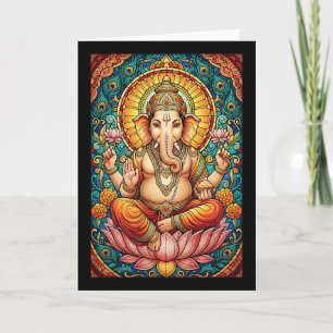Lord Ganesha Stained Gl Hindu God Hinduism Card