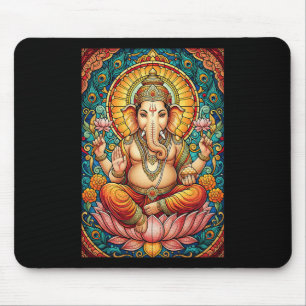 Lord Ganesha Stained Gl Hindu God Hinduism Mouse Mat