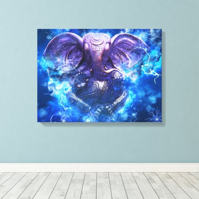 Lord  Ganesha Stretched Canvas Print (Insitu(Wood Floor))