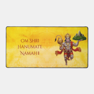 Lord Hanuman Flying Lifting Mountain Desk Mat