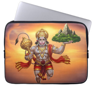 Lord Hanuman Flying Lifting Mountain Laptop Sleeve