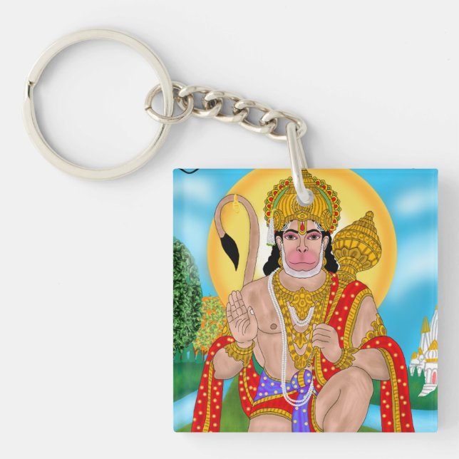 Lord Hanuman Keyring – Spiritual Keychain for Ever (Front)