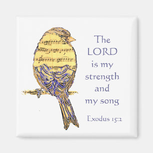 Lord is my Strength & Song Scripture Bird Music Magnet