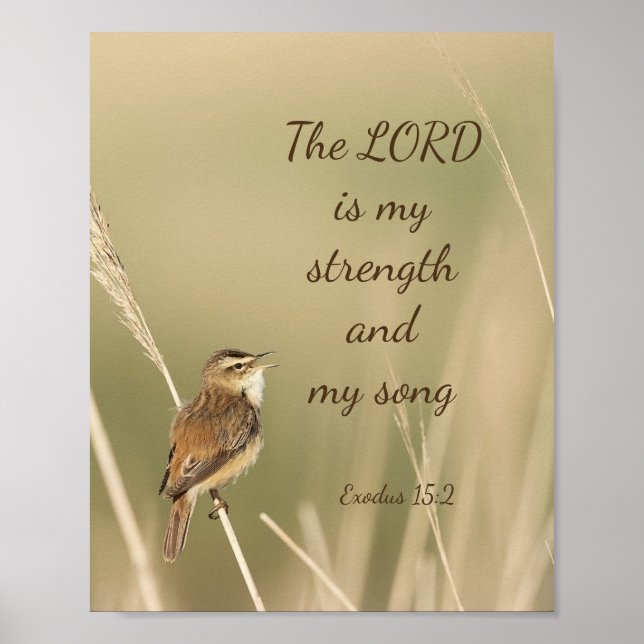Lord is my Strength & Song Scripture Song Bird  Poster (Front)