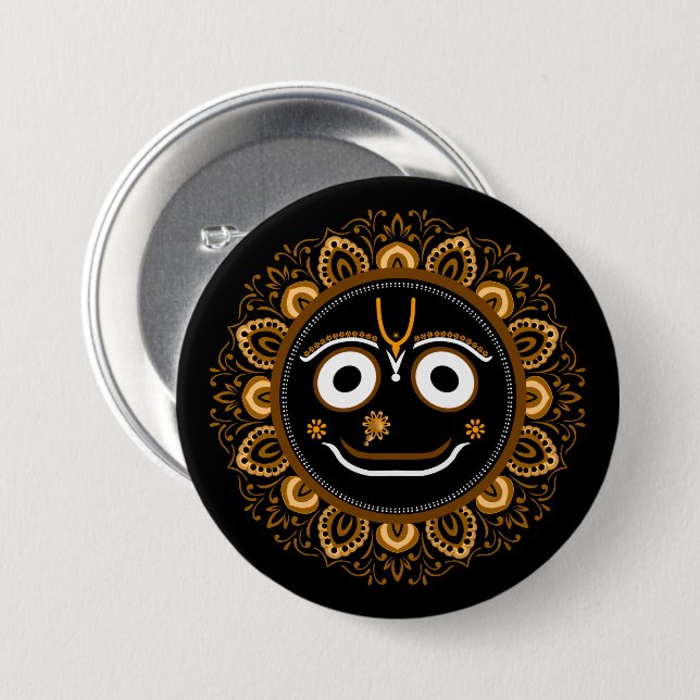 Lord Jagannath Devotional - Hare Krishna 7.5 Cm Round Badge (Front & Back)