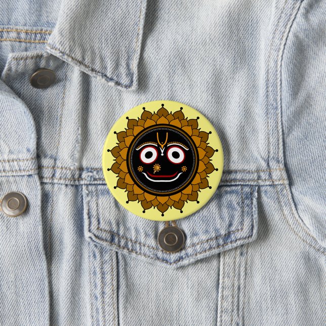 Lord Jagannath Devotional - Hare Krishna 7.5 Cm Round Badge (In Situ)
