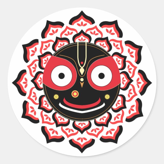 Lord Jagannath Face Chakra Hindu Deity Classic Round Sticker (Front)