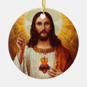 Lord Jesus Christ and the Sacred Heart Ceramic Tree Decoration