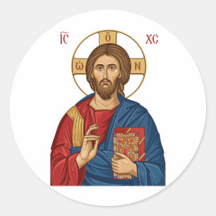 Lord Jesus Christ East Europian Church Orthodox Classic Round Sticker