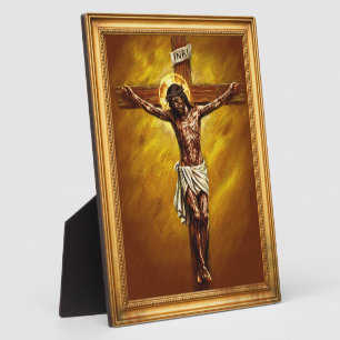 Lord Jesus Christ on the Cross Chalk Drawing GD Plaque