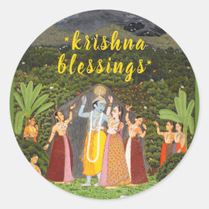 Lord Krishna Blessings Gopis Rajasthan India 1760 Classic Round Sticker