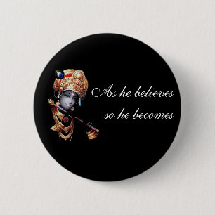 Lord Krishna Hand painted 6 Cm Round Badge