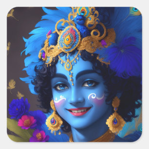 Lord Krishna Indian God Deity  Square Sticker