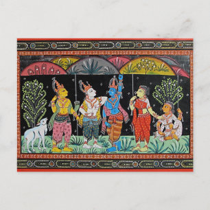 LORD KRISHNA LIFTS GOVARDHAN MOUNTAIN POSTCARD