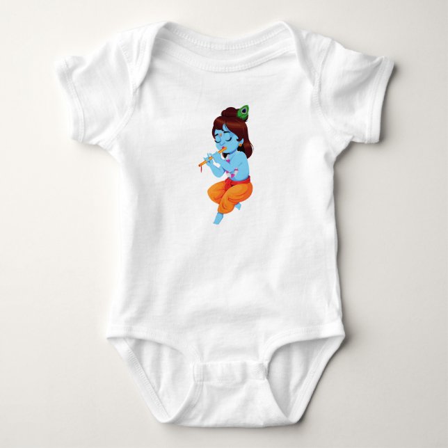Lord Krishna playing the Flute design Baby Bodysuit (Front)
