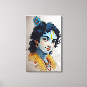 Lord Krishna Portrait Canvas Wall Art
